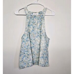 Bella Dahl Women's Medium Sleeveless 100% Linen Abstract Floral Top Blouse EUC